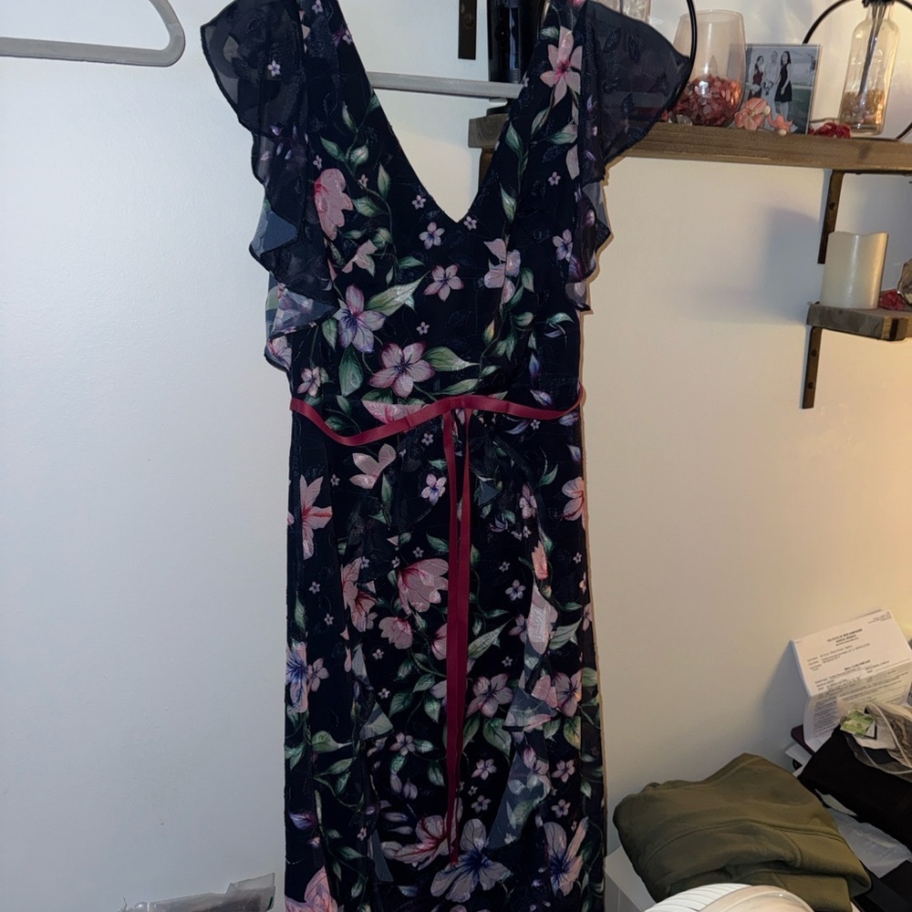 Marchesa Notte Floral Flutter Sleeve Dress US 4 - Picture 5 of 5
